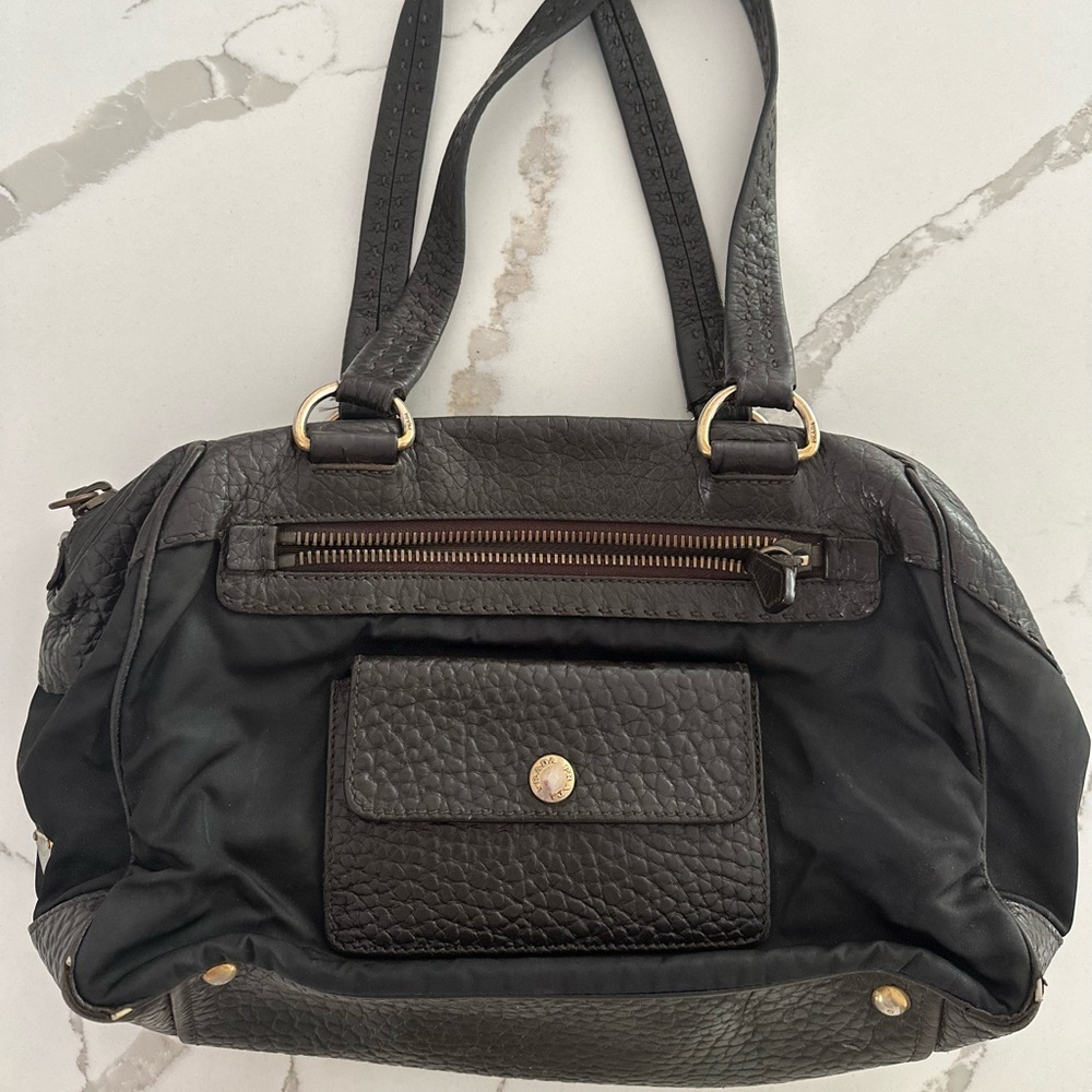 Vintage Prada Semitracolla Black Leather Handbag